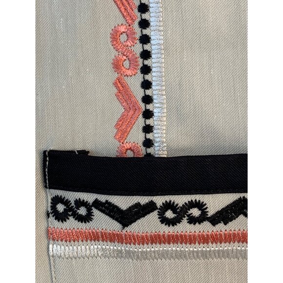 Sigrid Olsen Signature Embroidered Beige Linen Crop Boxy Jacket Size 4 9012 New - Picture 4 of 12